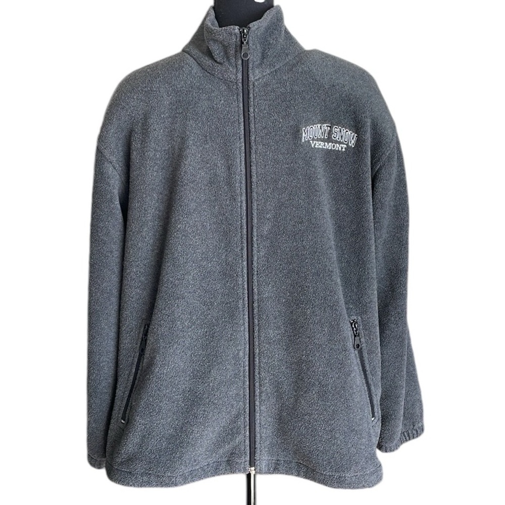 Mt Snow Vermont Charcoal Gray Fleece Jacket with Full-Zip